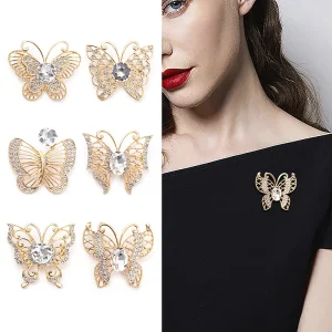 Alloy Rhinestone Butterfly Brooch Temperament Scarf Buckle Fashion All-match Animal Clothing Corsage Cloth Jewelry Accessories